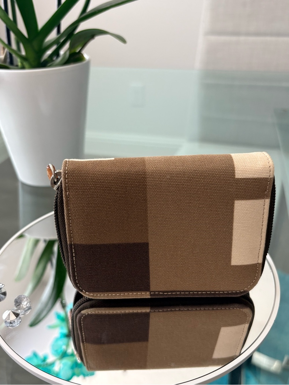Bally Compact Geometric Canvas Wallet